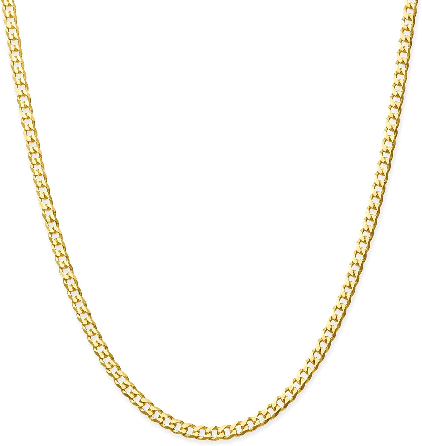 JAXXON Curb Chain - 3mm | 14k Gold Bonded Over 925 Sterling Silver Chain Necklace for Men - Gold 22 Inch