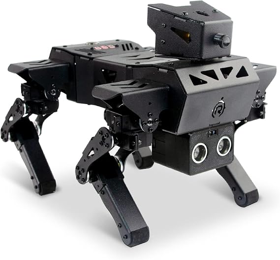 Bionic Robot Dog Kit with Graphical Programming Module, Ultrasonic Infrared Obstacle Avoidance, LED Lights, 12 DOF Metal Mechanical Pet, Teen Adult ESP32 Education Project(Expansion Kit)