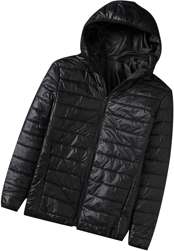 Men's Hooded Quilted Puffer Jackets Lightweight Packable Down Coat Zip Up Puffy Jacket Casual Warm Winter Outerwear