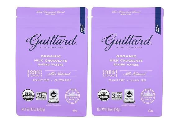 GUITTARD Organic 38% Chocolate Baking Wafers, 12 OZ pack of 2