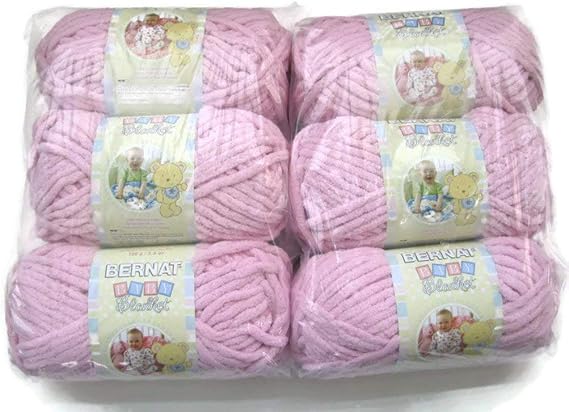 BERNAT Baby Blanket Yarn, 3.5oz, 6-PACK (Baby Pink)