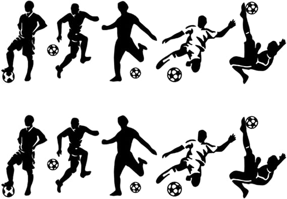 2 Sets Football Action Wall Stickers, PVC, Black, Sports, Wall Decals, Indoor Use