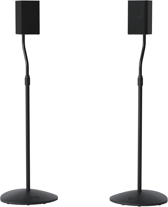 SANUS Speaker Stands Pair for Satellite & Bookshelf Speakers up to 3.5lbs 10 Height Adjustment Includes L-Shaped Bracket & Keyhole Adapter for Compatibility Easy DIY Assembly