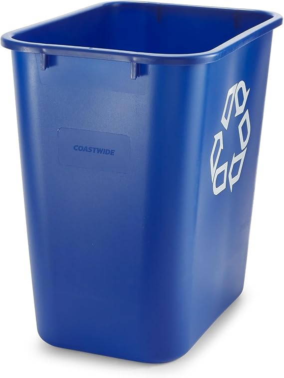 Staples COASTWIDE Professional Plastic Indoor Recycling Wastebasket Without Lid, Blue,Plastic, 7 Gallon (CW56432)