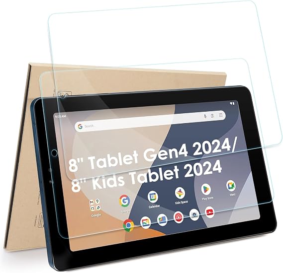 Hianjoo 2-Pack Screen Protector Compatible with Onn 8" Tablet Gen4 2024/Onn 8" Kids Tablet 2024, Tempered Glass [HD Clarity] [9 Hardness] Anti-Scratch Film