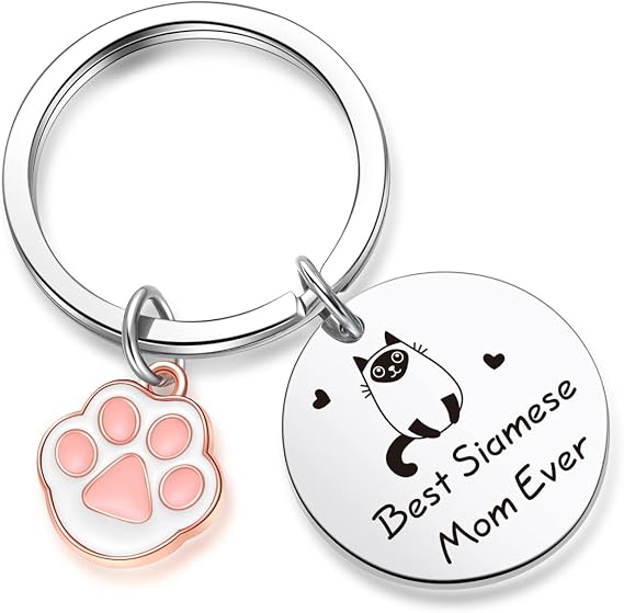 ZNOSVEI Siamese Cat Owner Keychain Siamese Theme Gift Besties Keychain Siamese Cat Charm Jewelry, Siamese Cat Owner Keychain, Standard