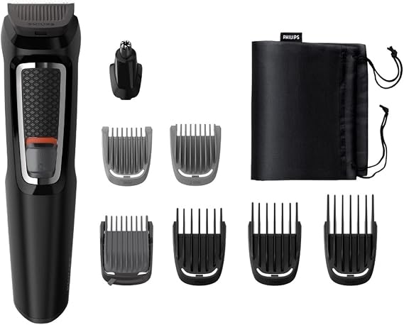 Philips Body Trimmer MultiGrooming 3000 Series Body Shaver 8-in-1 Clipper/Beard Trimmer/Nose Hair Cutter MG3730/15 Black