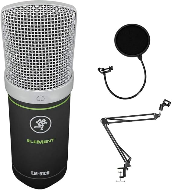 Mackie EM-Series, Large Diaphragm USB Condenser Microphone with Headphone Output and Mute (EM-91CU+), Black