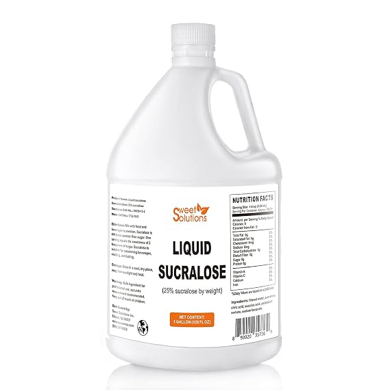 Concentrated Liquid Sucralose Sweetener, 25% Concentrated Sugar Alternative, 1 Gallon. Bulk for Drinks, Food, and Pastries, Zero Calories and No Carbs (1- Pack)