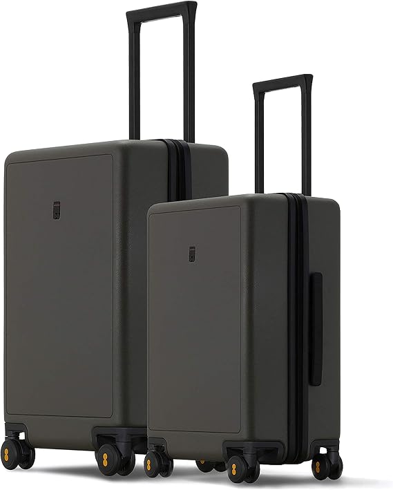 LEVEL8 Elegance Luggage Set, PC Matte Hardshell Suitcases - Olive Green, 20/24 Inch