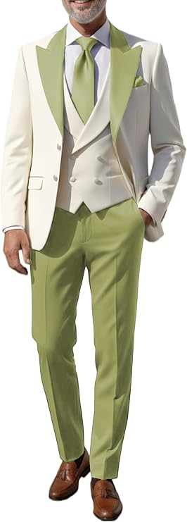 3 Piece Mens Suits Set Slim Fit 2 Button Tuxedo Suits for Men Wedding Prom Party Jacket Vest Pants