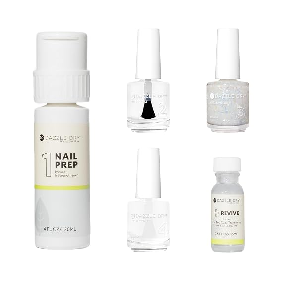 Dazzle Dry Full System Kit - Cold As Ice - An iridescent white sheer glitter. (5 Piece Kit)