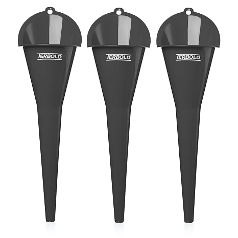 Oil Funnel 3-Pack - 11" Long Nesting Plastic Funnels | Funnels for Automotive Use, Oil Change, Gas, Car Transmission, Kitchen Use, Filling Small Bottles (Grey)