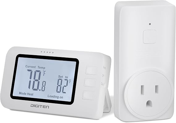 DIGITEN Wireless Thermostat WTC100 Pro Temperature Controller for Cooling & Heating, Remote Controlled Outlet, Easy-to-Use and Programmable Thermostats for Home,Greenhouse
