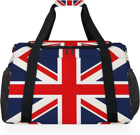Union Jack Travel Duffle Bag, UK Flag Weekender Bag for Women Men, Waterproof Carry on Overnight Bag, Hospital Bags for Labor and Delivery
