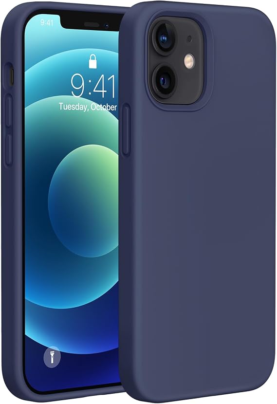 Miracase Silicone for iPhone 12 Case and iPhone 12 Pro Case, Dark Blue