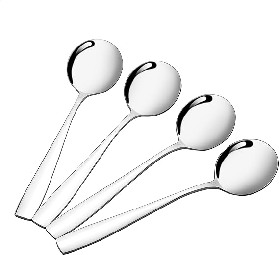 Round Soup Spoon, Set of 16, Stainless Steel