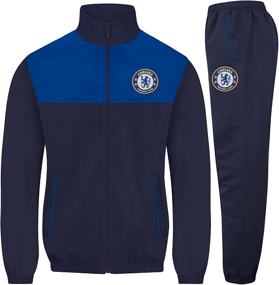 Chelsea FC Official Soccer Gift Mens Jacket & Pants Tracksuit Set Navy Medium