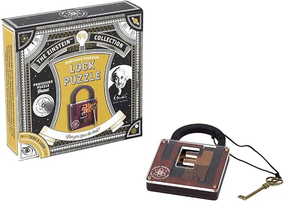 The Einstein Collection Lock Puzzle - Tricky Padlock Brain Game - Professor Puzzle 3D Brain Teaser Puzzles., Brown