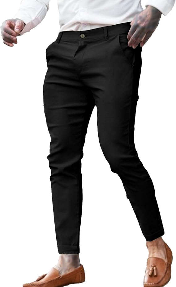 Men's Slim Fit Stretch Twill Casual Pants Business Cotton Comfort Trousers Solid Basic Outdoor Sweatpants