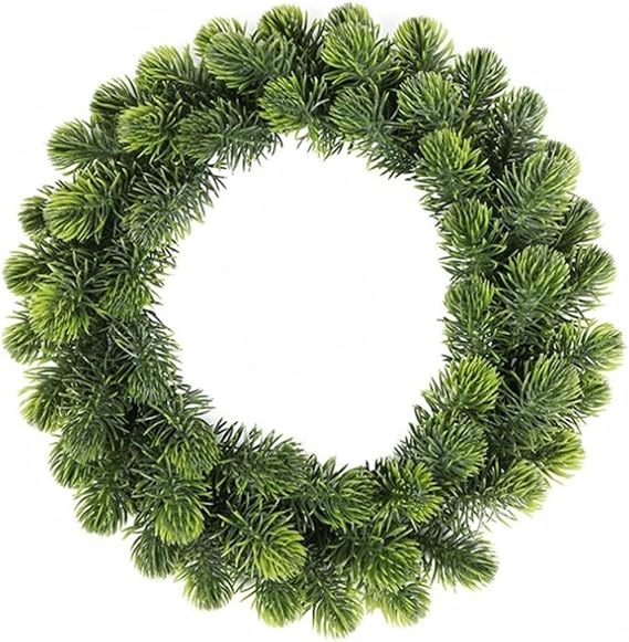 Artificial Spruce Wreath,Plain Christmas Wreath For Front Door, 30CM Artificial Spring Summer Wreath PVC Valentine Wreath For Farmhouse, Wedding, Home(30CM)