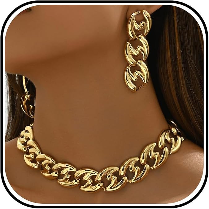 choice of all Chunky Gold Necklace Statement Necklace for Women Punk Chain Thick Gold Choker Jewelry Trendy Birthday Gifts