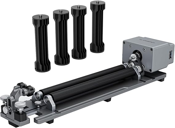 ATOMSTACK Maker R6 Laser Rotary Roller, Multi-functional Chuck with 4 Raisers, 6000mm/min High Speed for Rings, Spheres, Mugs with Handle, Compatible with xTool, Ortur, Creality, NEJE, Sculpfun