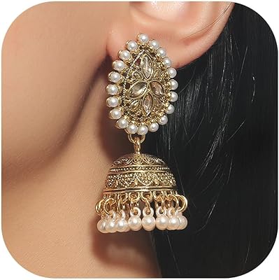 Jhumkas Indian Earrings for Women Boho Ball Tassel Statement Dangle Earrings Indian Jewelry Dresses Wedding Party Outfits
