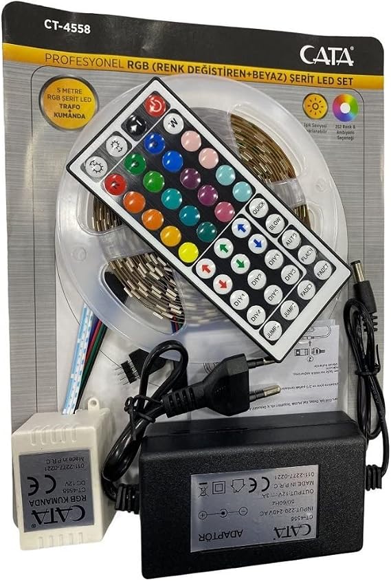 Cata Ct-4558 Rgb Şerit Led Seti (5 Mt Rgb Led+Trafo+Rgb Kumanda)