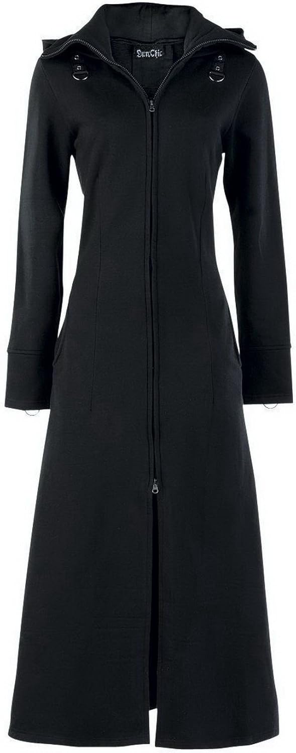 Womens Raven Coat Black Gothic Full Length Long Steampunk