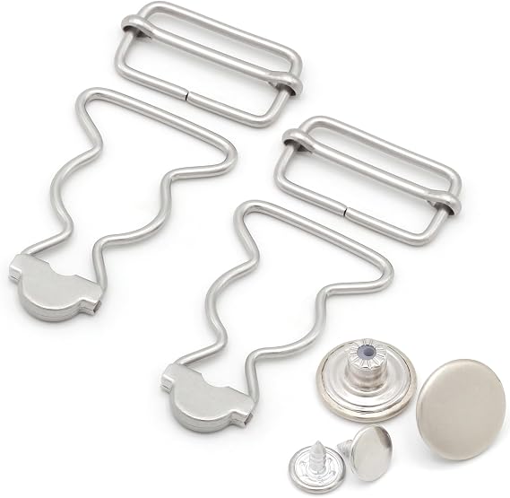 Enosea 4 Sets Metal Overall Buckles 1 inch Suspender Replacement Buckles