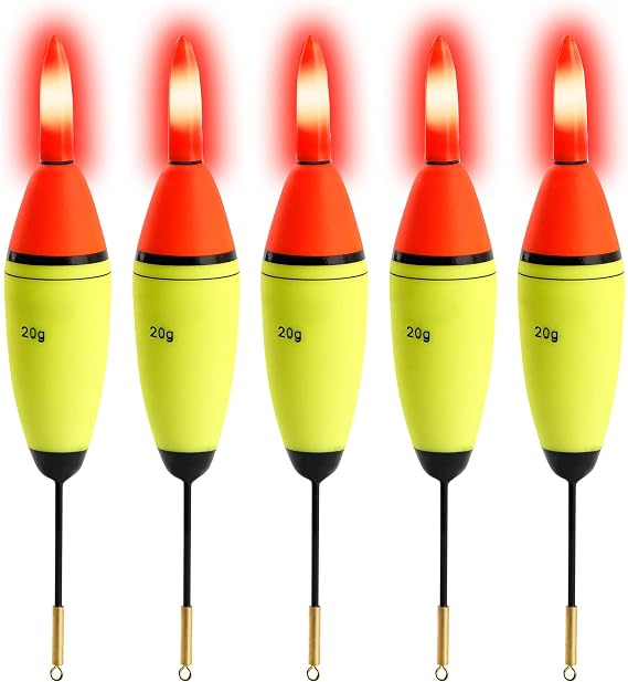 QualyQualy 5Pcs LED Lighted Bobbers Fishing Floats Night Fishing