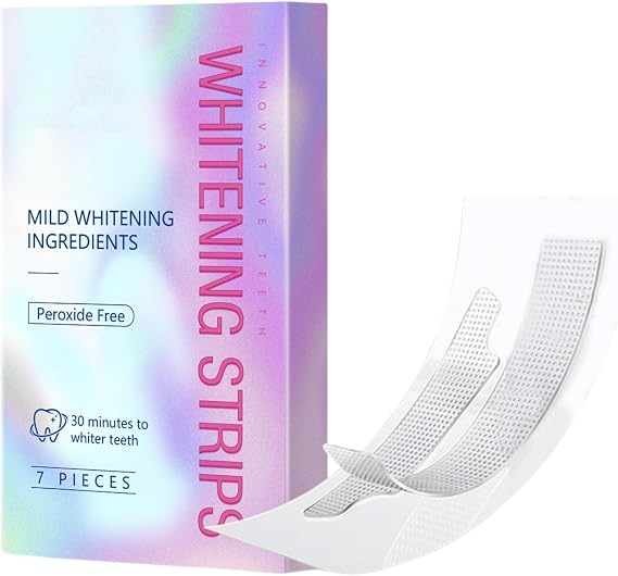 Gentle Teeth Whitening Strips,Professional Teeth Whitening Strips 7 Treatments,Bleaching Teeth Free of Pero/xide for a Radiant Smile,Whitening Strips for Sensitive People,Brighten Teeth Fast