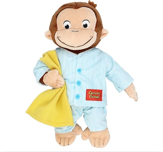 Kids Preferred Curious George in Pajamas Monkey Stuffed Animal Plush Toys Soft Cute Cuddle Plushie Gifts for Baby and Toddler Boys and Girls - 12" Stuffed Animal