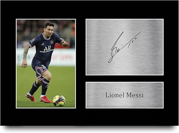 HWC Trading Lionel Messi Paris Blue and Reds Geschenke Gedrucktes Signiertes Autogramm Foto für Fußball Anhänger and Fans - A4