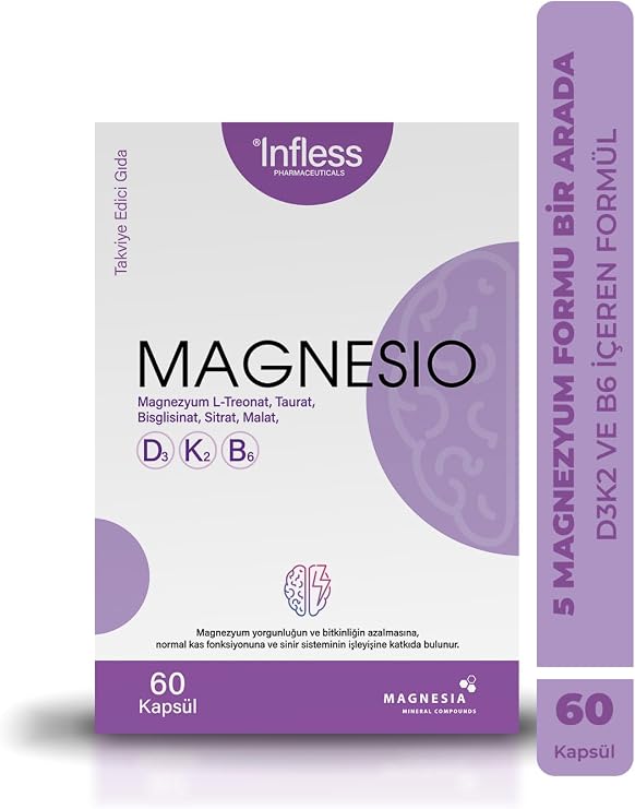 Magnesio, Magnezyum Kompleks Glisinat, Malat, Taurinat, Sitrat, B6 Ve D3k2 Vitamin Içeren Kapsül