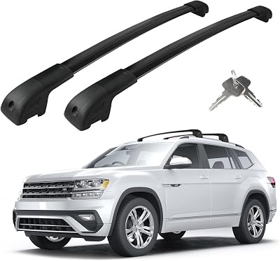 Roof Rack Cross Bars Compatible with Volkswagen VW Atlas 2017-2026 Not for Atlas Cross Sport, Adjustable Aluminum 300LBS Anti-Theft Lock Cargo Carrier Rooftop Crossbar Accessories for Bike,Snowboard