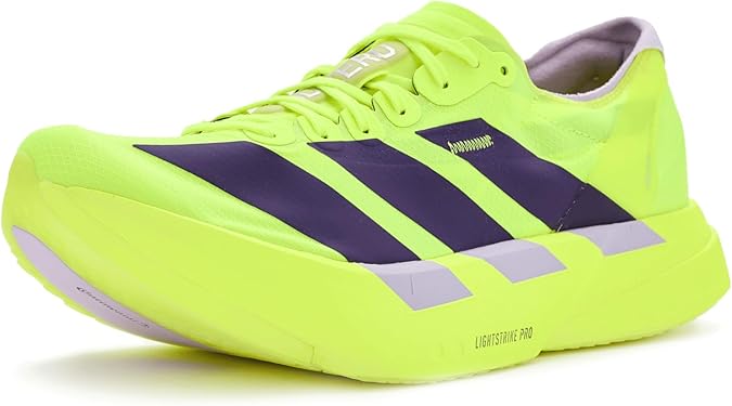 adidas Men's Adizero Adios PRO 4 M Solar yellowAurora Plum/Powder Plum 10.5 US