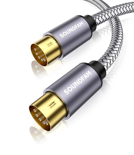 Shielded 5-Pin MIDI Cable Male to Male for MIDI Keyboard, Synthesizer, Sampler, Sound Card & Music Studio Equipment(15ft/5M)