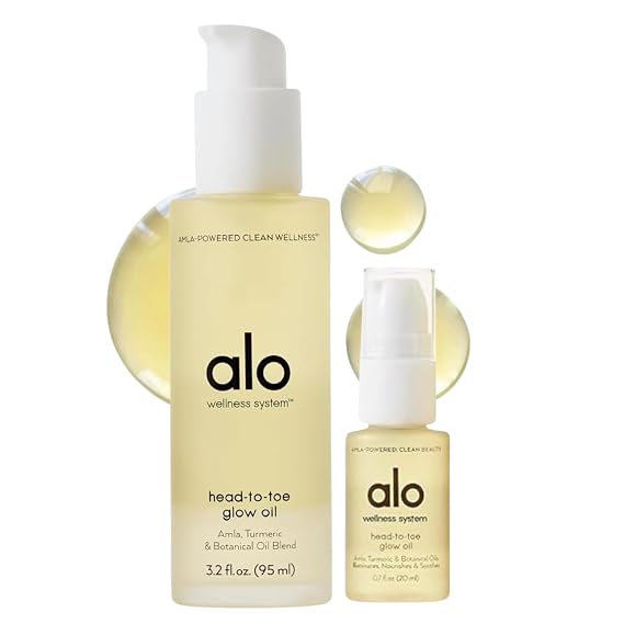 Alo Head-to-Toe Glow Oil + Mini, Nourishes Skin, Citrus, 3.2 + 0.7 oz | Jojoba, Amla, Aloe & Vitamin E, Glow-Boosting Natural Dry Body Oil, Hydrates Skin