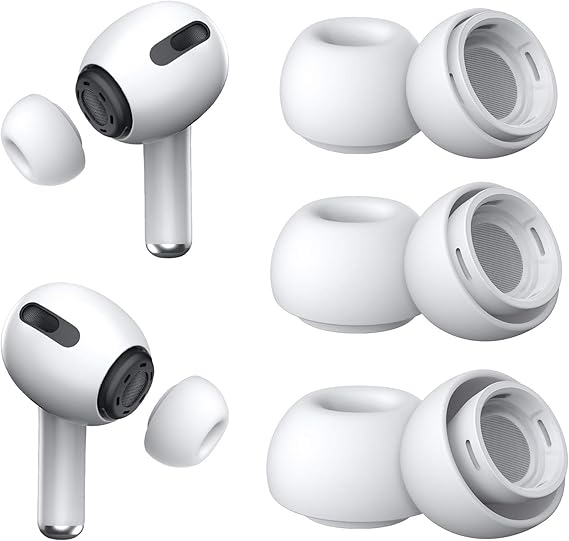 [3 Çift] Yedek Kulaklık Uçları - AirPods Pro 1. ve 2. Nesil İle Uyumlu, Gürültü Azaltma Delikli, AirPods Pro İçin Silikon Kulaklık Uçları, Taşınabilir Saklama Kutusu ve Şarj Kasesine Uygun (S/M/L) | Gürültü Azaltma Delikli, Taşınabilir Saklama Kutusu ile Silikon Kulak Uçları, Şarj Kutusuna Uygun