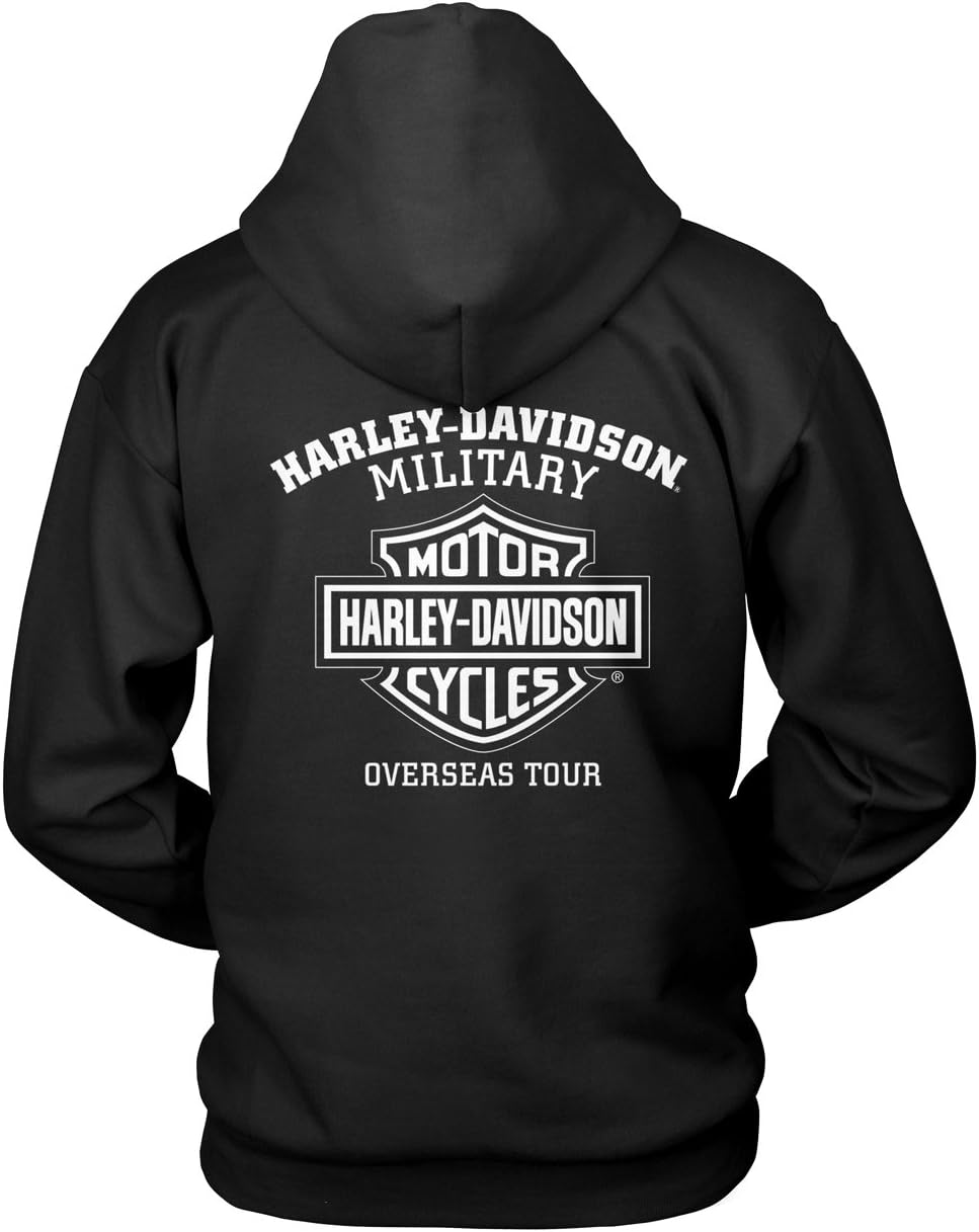 Harley-Davidson Military Hooded Pullover Sweatshirt - Handmade Willie | Overseas Tour SM Black