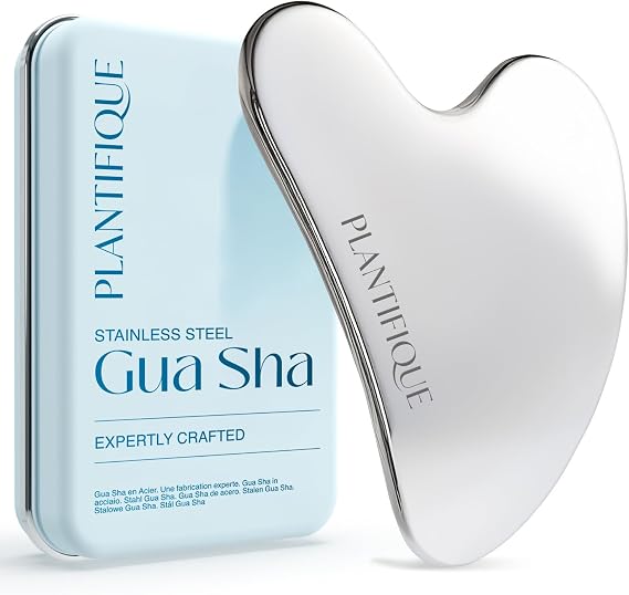 PLANTIFIQUE Stainless Steel Gua Sha Facial Tool - Face Massager, Anti Aging