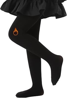 SUREPOCH Girls Fleece Lined Tights Thermal Warm Tights Footed for Winter Toddler Fleece Stockings for Kids 2t 4-6 7-8 10-12