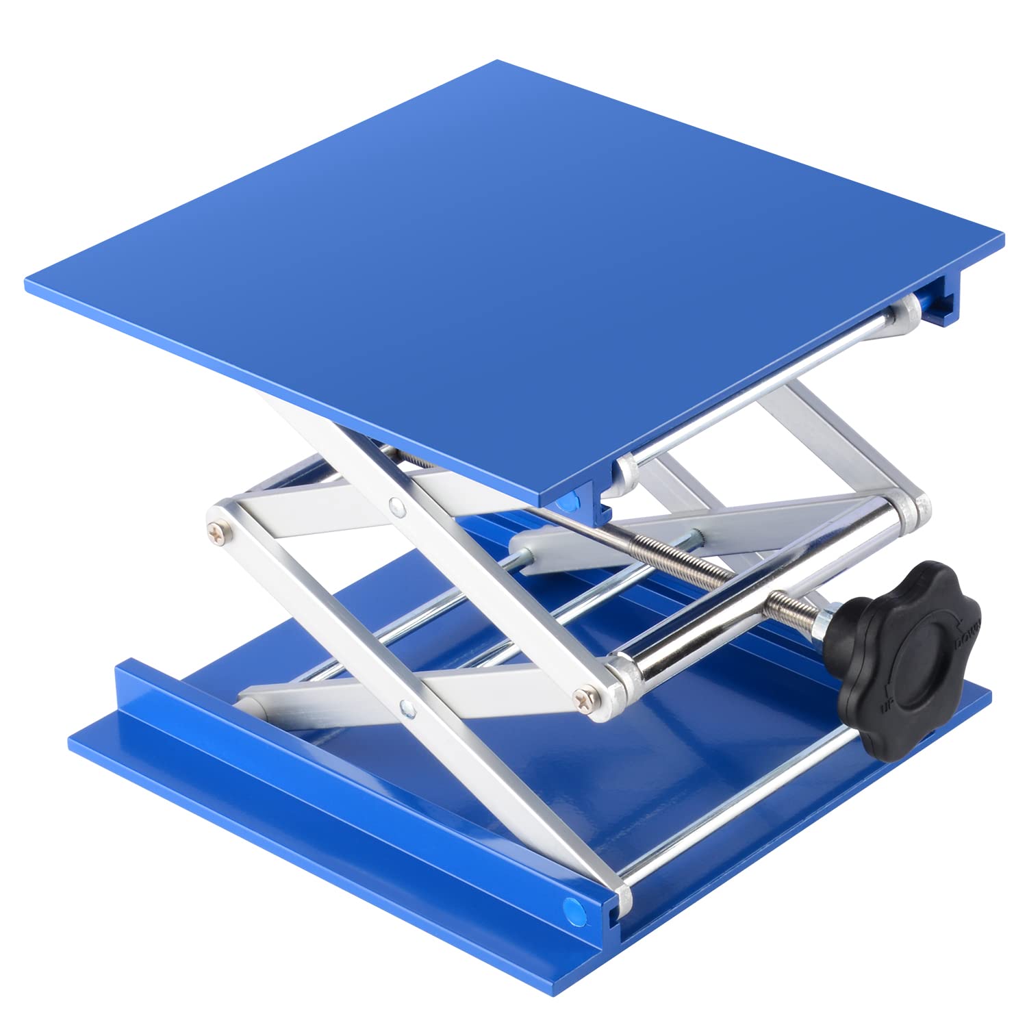 Labasics Lab Jack, 200x200 mm Anodized Aluminum Laboratory Support Lift Table Top Deck Scissor Stand Platform with 15 KG Support Weight, 70 to 320 mm Lift Range