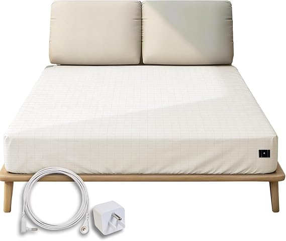 Grounding Sheets King Size, Grounding Fitted Sheet,Silver Fiber,Grounded Well Bed Sheet Kit,Deep Pocket Grounding Bed Sheet,Well Bedding for Better Sleep & Wellness(White,King)