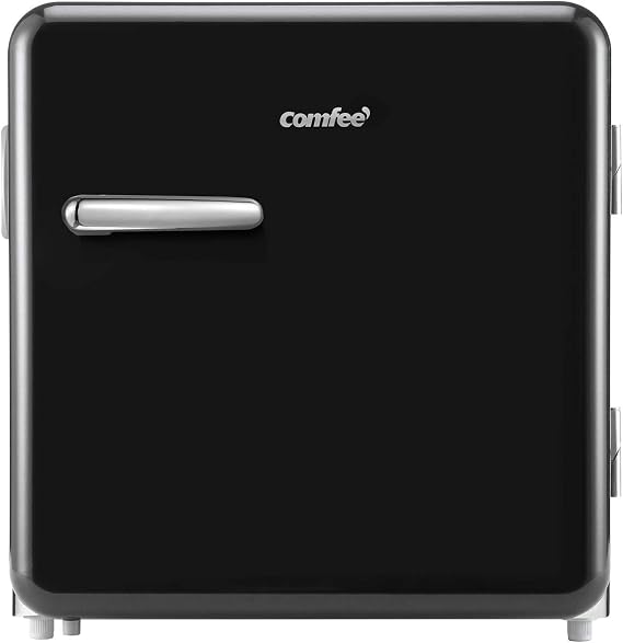 COMFEE' 1.6 Cubic Feet Solo Series Retro Refrigerator Sleek Appearance HIPS Interior, Energy Saving, Adjustable Legs, Temperature Thermostat Dial, Removable Shelf, Perfect for Home/Dorm/Garage [black]