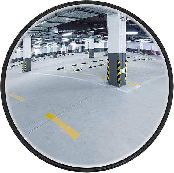 Security Convex Mirror 18in Adjustable Wide Angle View Security Mirror Convex Traffic Mirrors for Outdoor and Indoor Safety Mirrors for Warehouse, Parking, Garage & Factory (Black 18in)