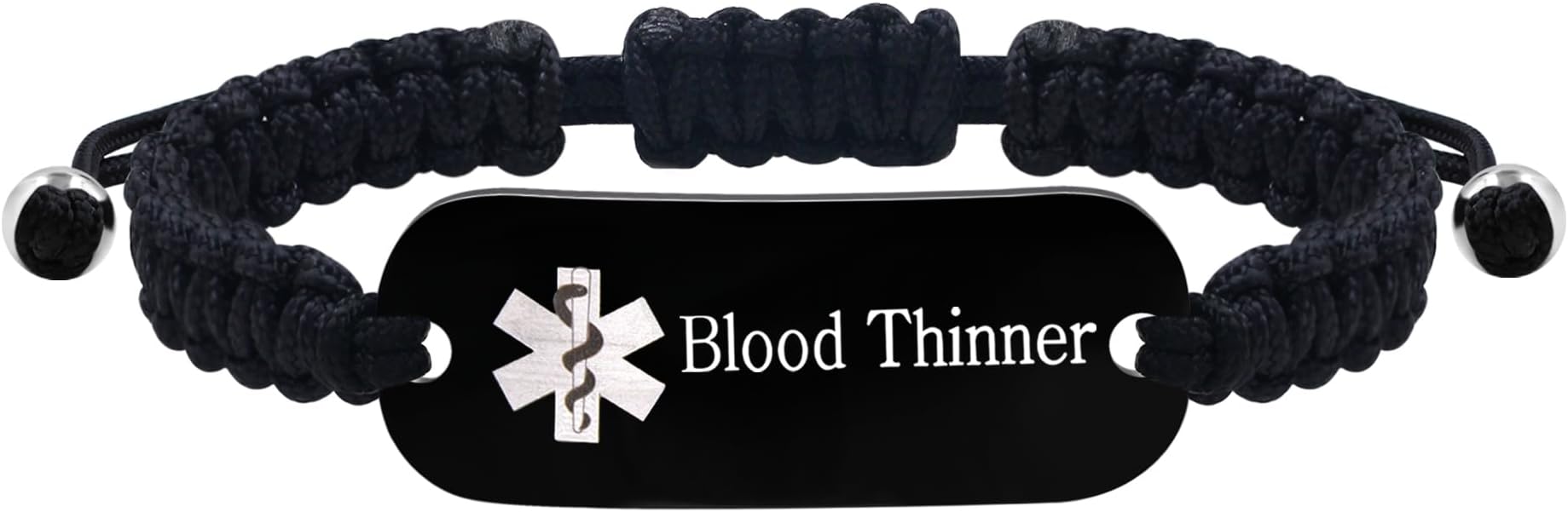 Two-Tone Medical Alert Bracelet, Woven Adjustable Emergency ID Wristband Custom Engraving for Seniors Men Women's Comfortable Durable Medical Jewelry