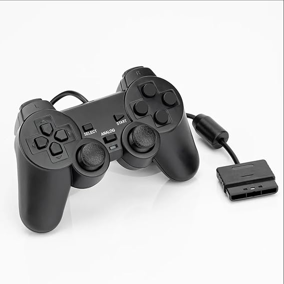 Hovlian 2 Pack PS2 Wired Controller,Double Shock Gamepad Compatible with PS2 Controller (Black)